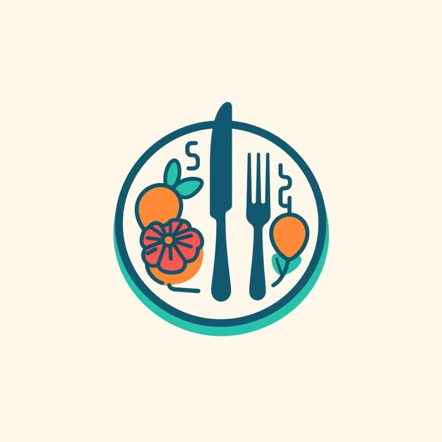Photo flat color dining logo vector