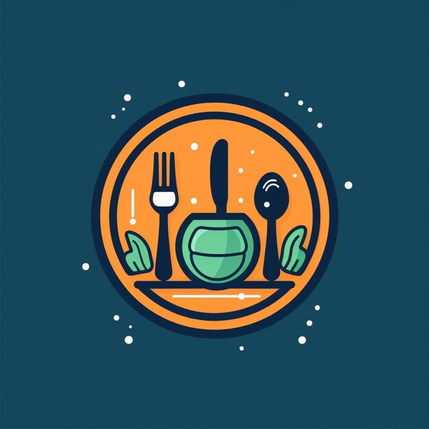 Photo flat color dining logo vector