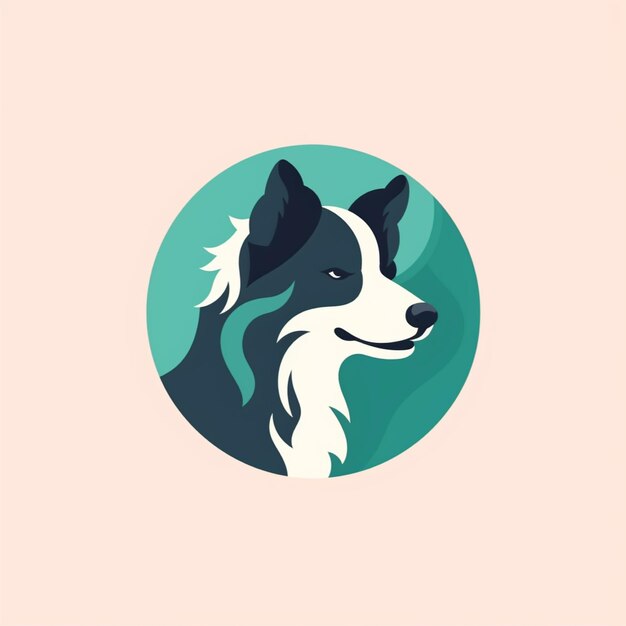 flat color dog logo vector