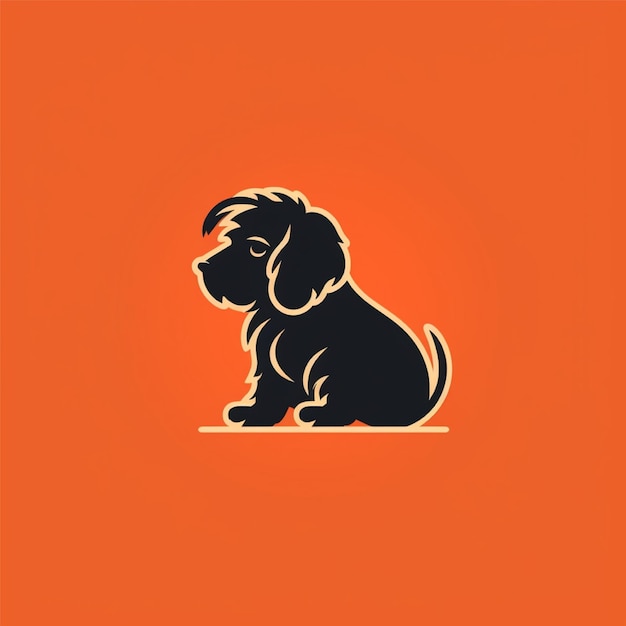 flat color dog logo vector