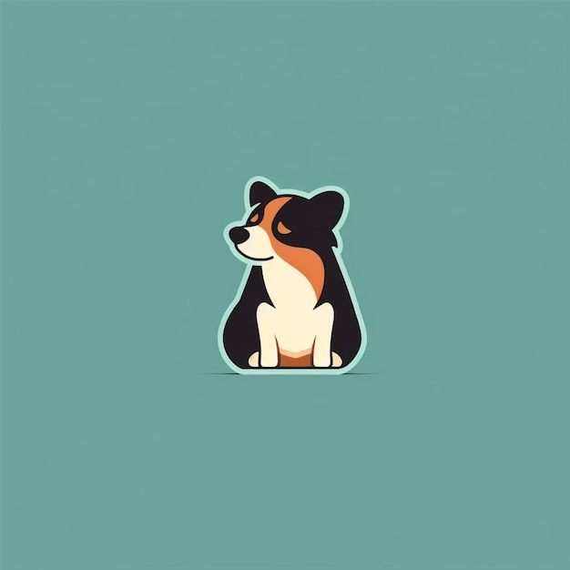 フラットカラーの犬のロゴのベクトル