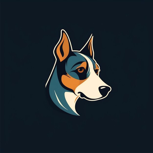 flat color dog logo vector