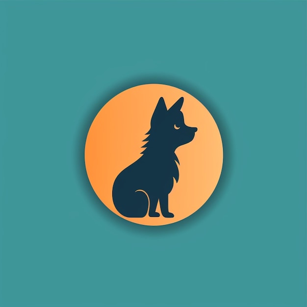 フラットカラーの犬のロゴのベクトル