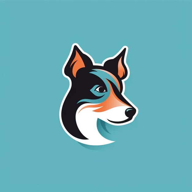 flat color dog logo vector