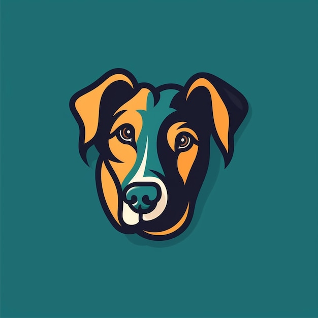 flat color dog logo vector