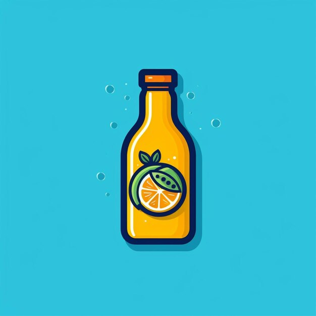 flat color drink bottle logo vector