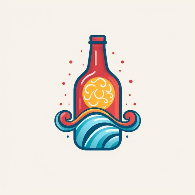 Foto vettore del logo della bottiglia per bevande a colori piatti