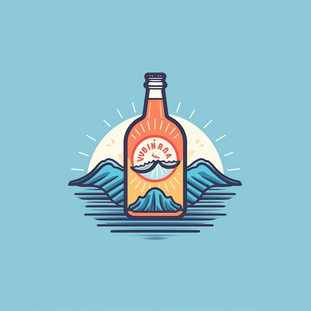 flat color drink bottle logo vector