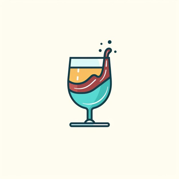 flat color drink glass logo vector