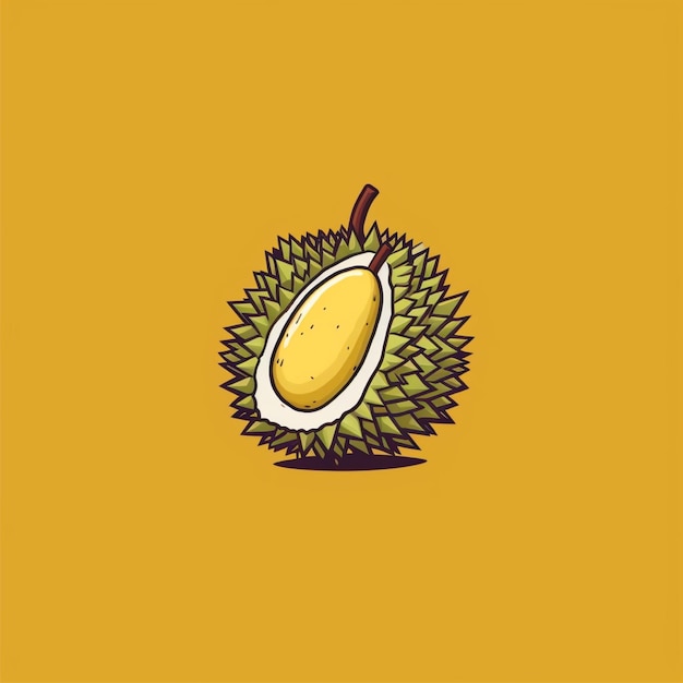 flat color durian fruit logo vector