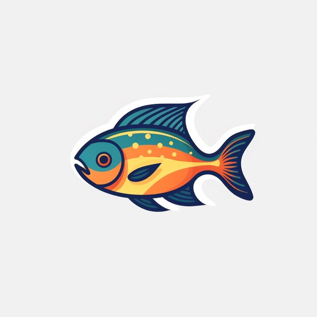 flat color fish logo vector