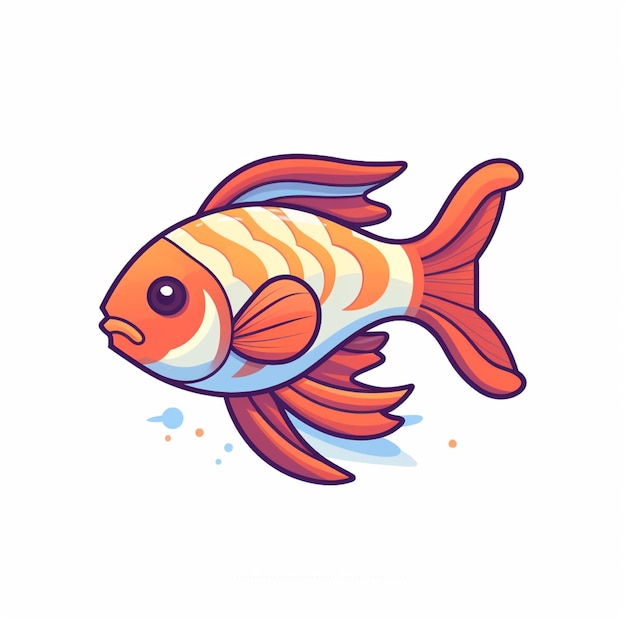 flat color fish logo vector