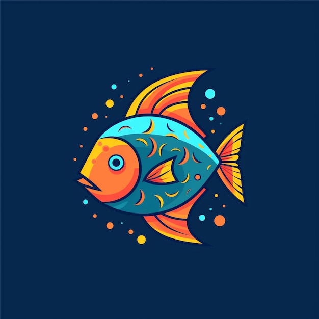 flat color fish logo vector