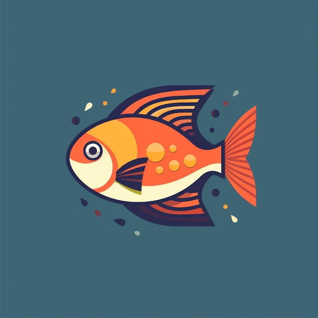 flat color fish logo vector