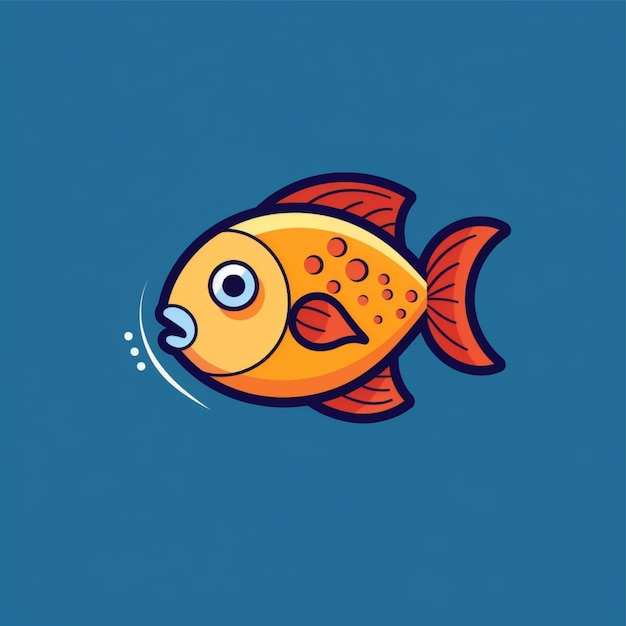 flat color fish logo vector