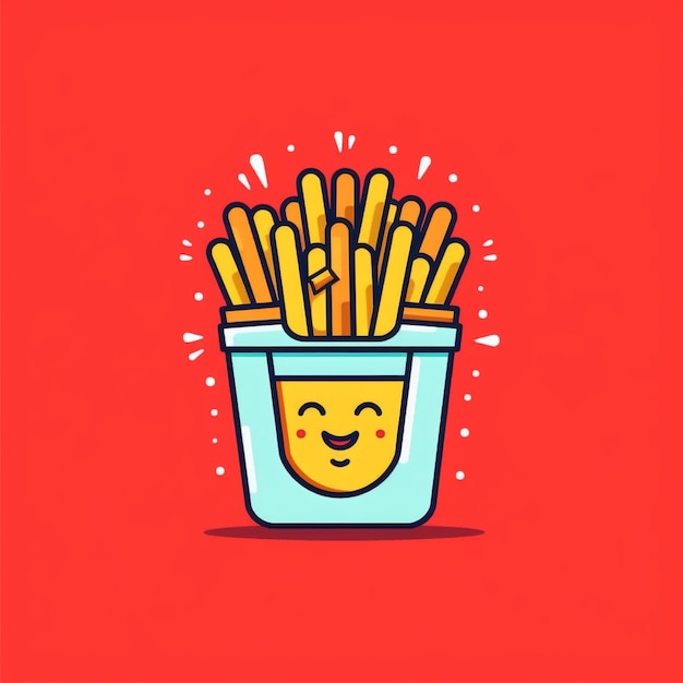 Photo flat color french fries logo vector