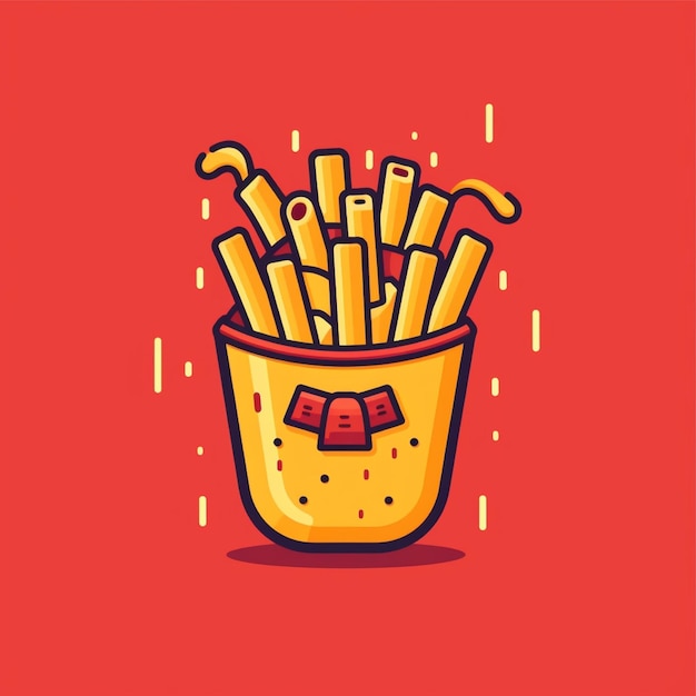 flat color french fries logo vector