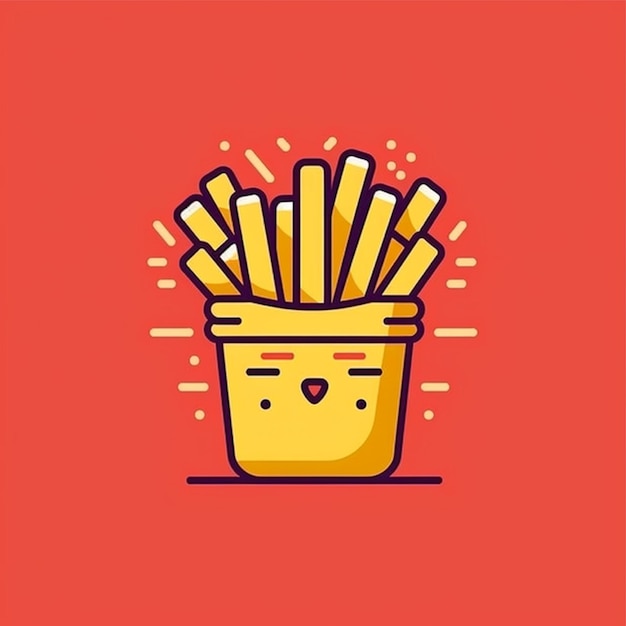 flat color french fries logo vector