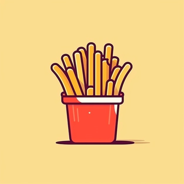 flat color french fries logo vector