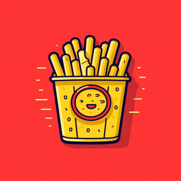 Photo flat color french fries logo vector