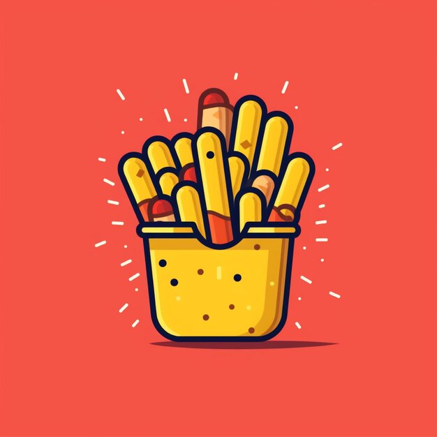 flat color french fries logo vector