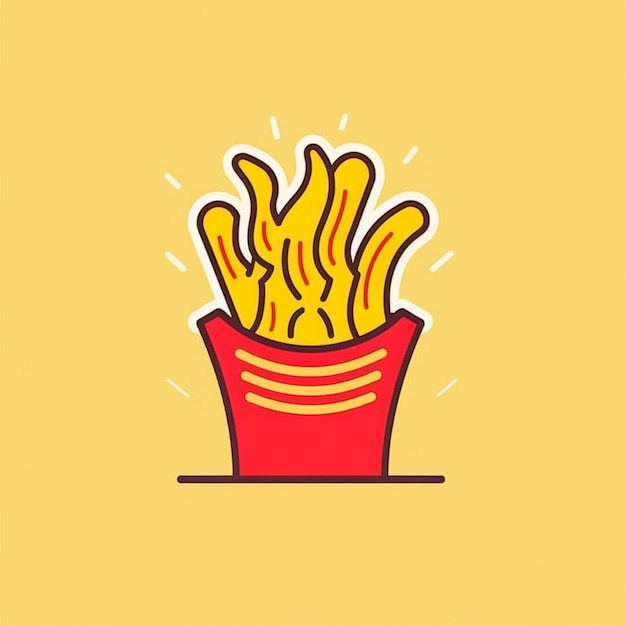 flat color french fries logo vector