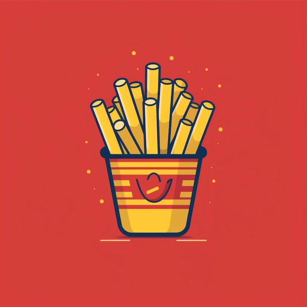 flat color french fries logo vector