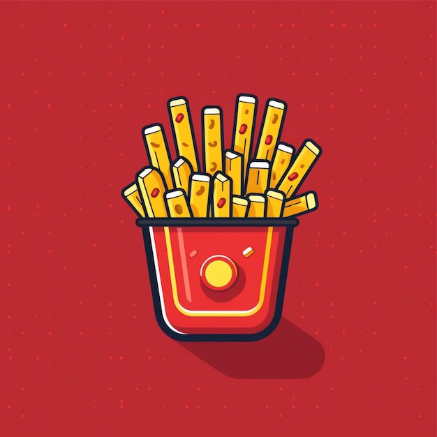 flat color french fries logo vector