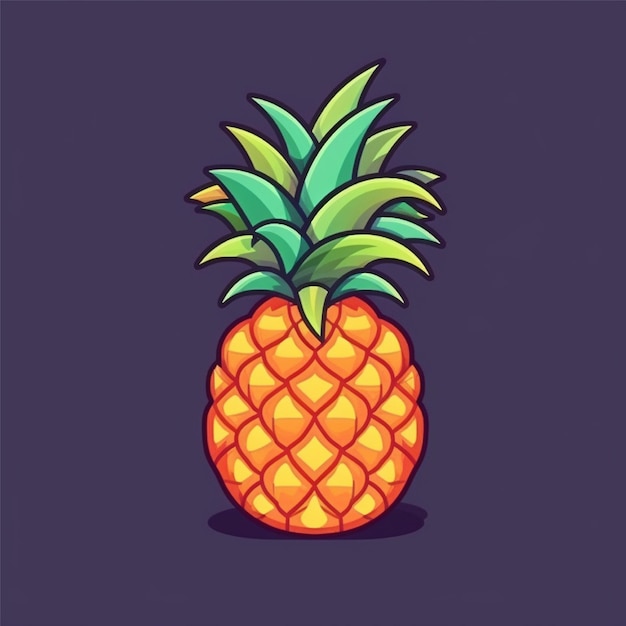 flat color fresh pineapple fruit vector