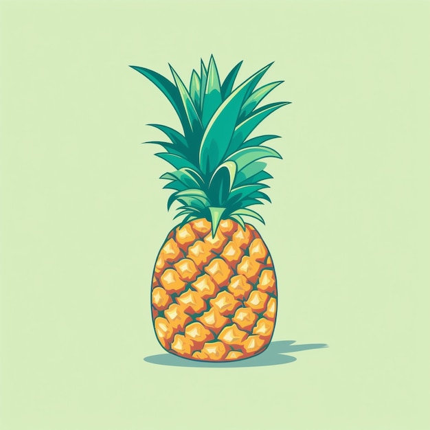 flat color fresh pineapple fruit vector