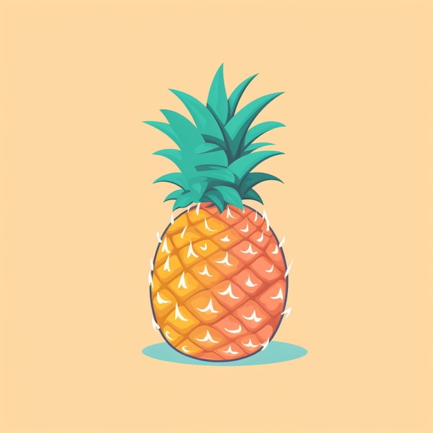 flat color fresh pineapple fruit vector