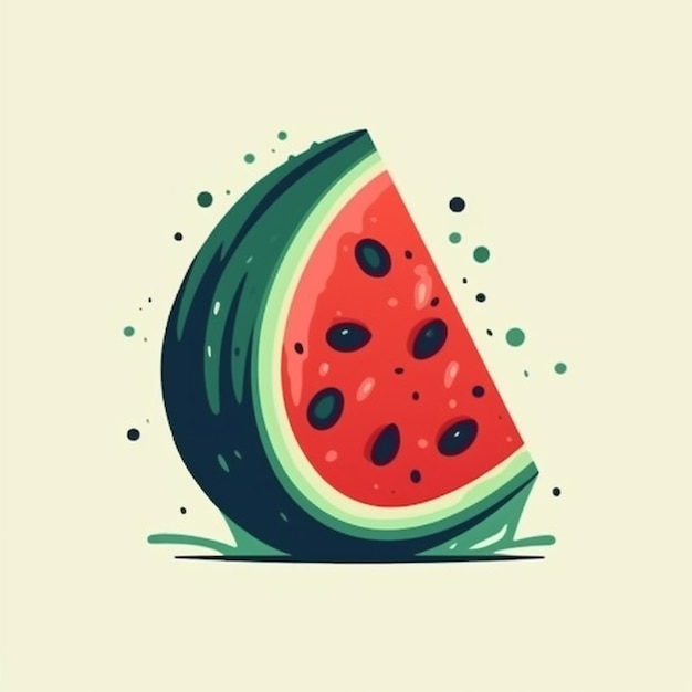 flat color fresh watermelon fruit vector