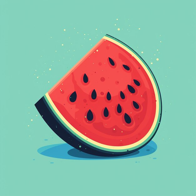 flat color fresh watermelon fruit vector