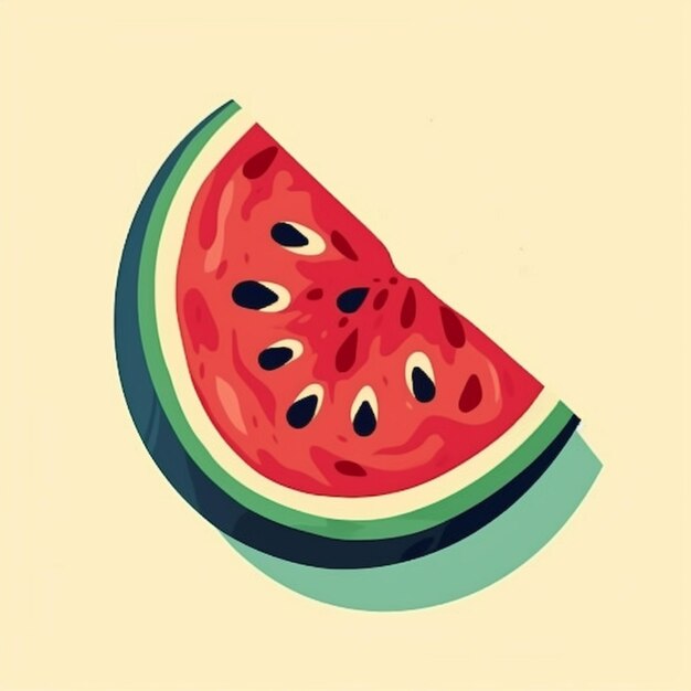 flat color fresh watermelon fruit vector