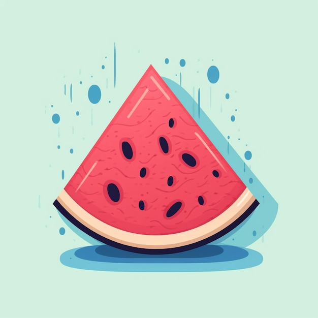 flat color fresh watermelon fruit vector