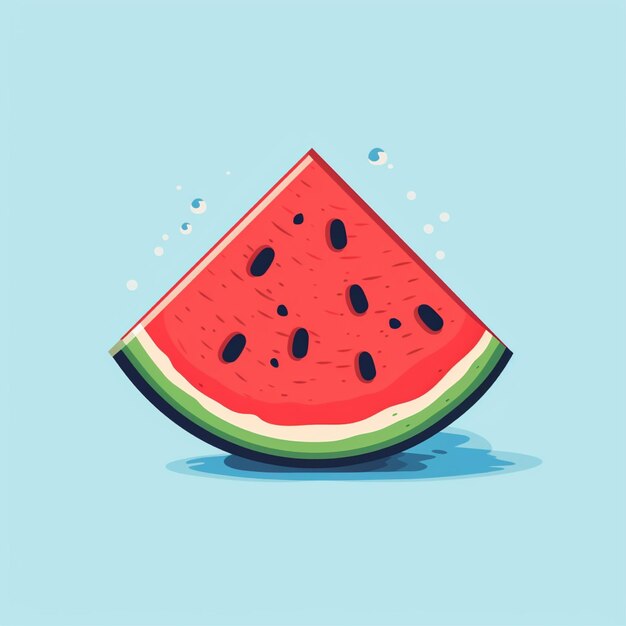 flat color fresh watermelon fruit vector