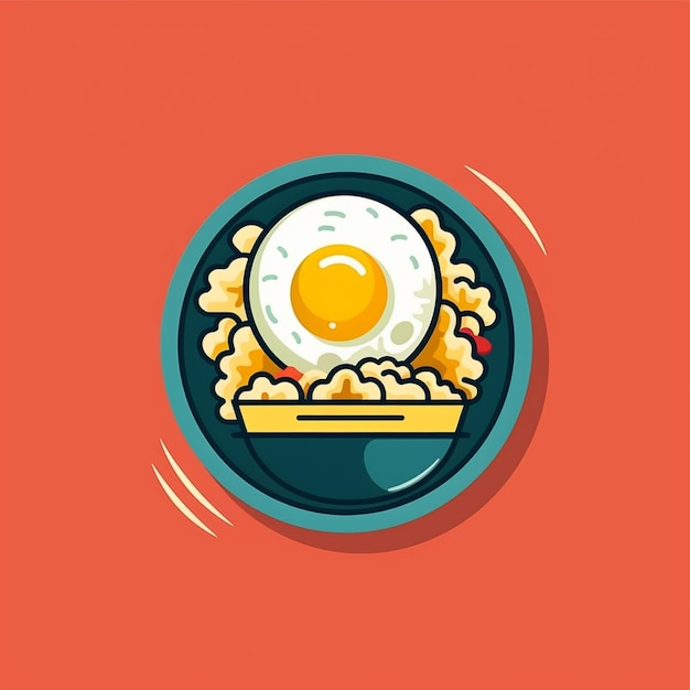 flat color fried rice logo vector