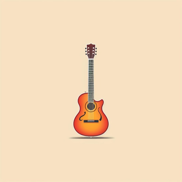 flat color guitar logo vector
