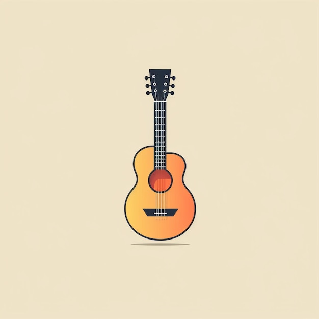 flat color guitar logo vector