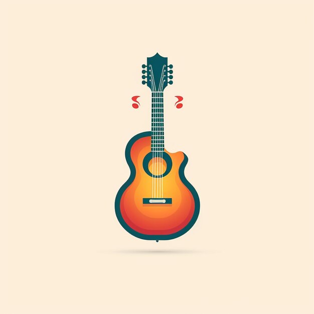 Photo flat color guitar logo vector