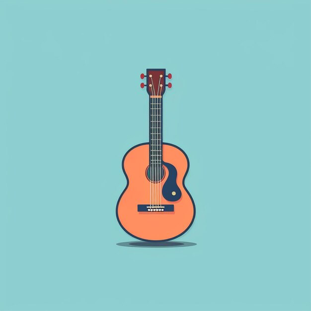 flat color guitar logo vector