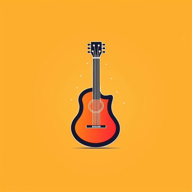 flat color guitar logo vector