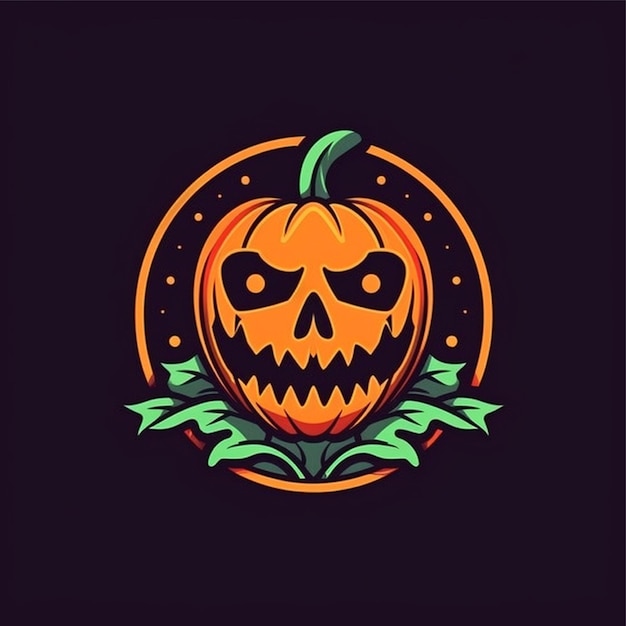 flat color halloween logo vector