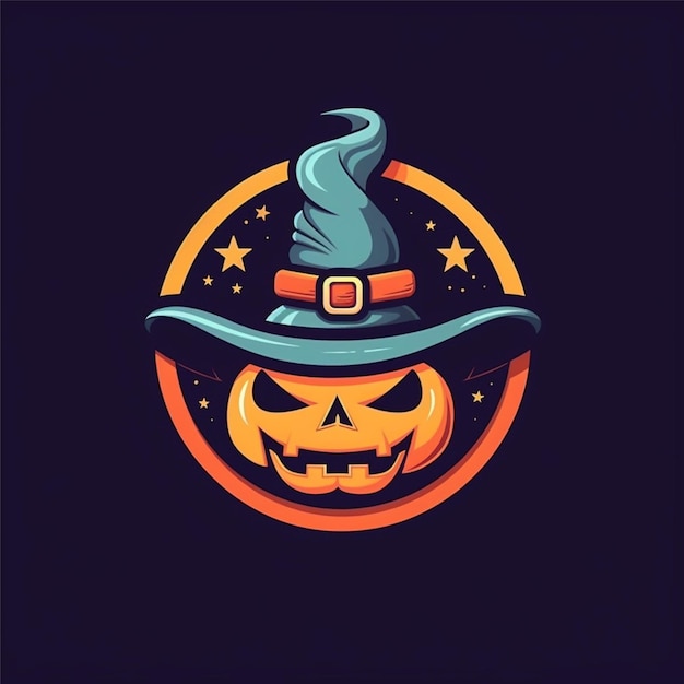 flat color halloween logo vector