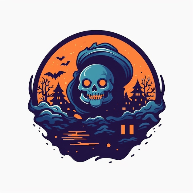 flat color halloween logo vector