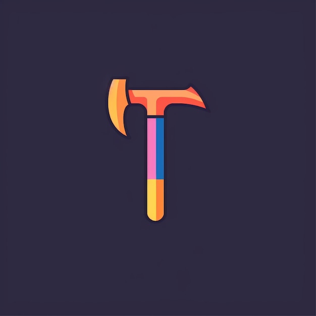 Photo flat color hammer logo vector