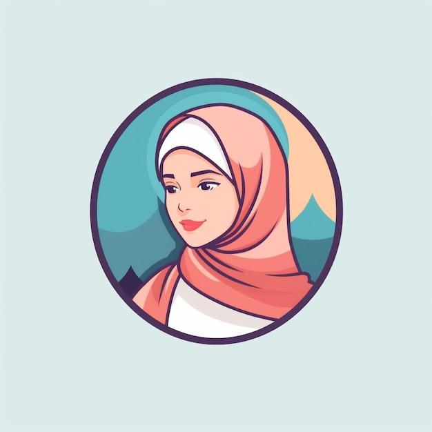 flat color hijab logo vector