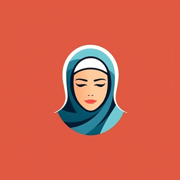 flat color hijab logo vector