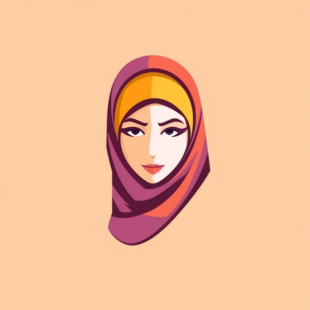flat color hijab logo vector