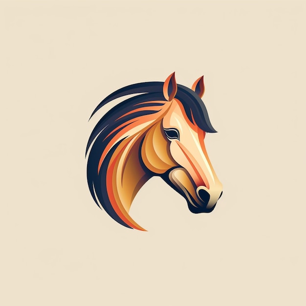 flat color horse logo vector